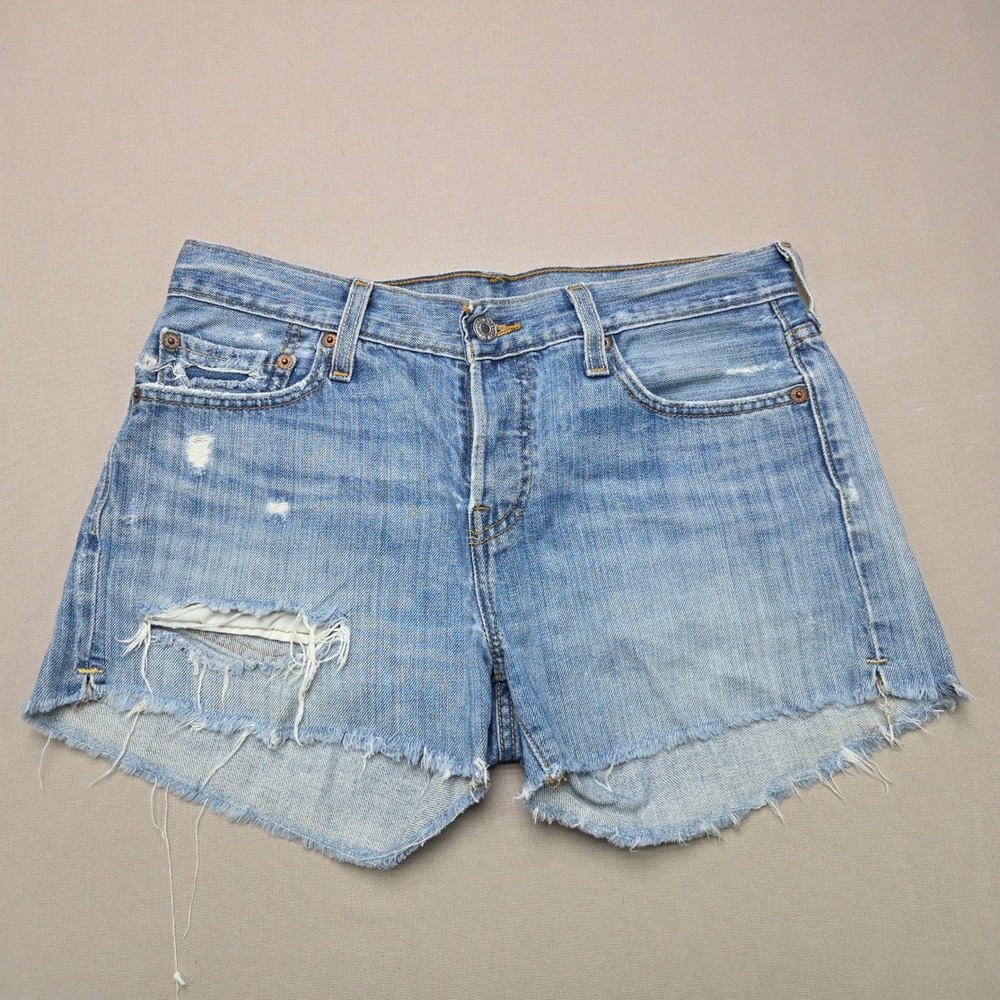 Levi's 501 Shorts Cut Off Distressed Light Wash Blue Women Size 26